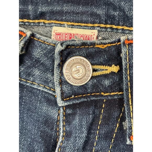 True Religion Women Billy Straight Boot Stud Flap Pocket Dark Wash Jeans 28 x 33 - Picture 5 of 15